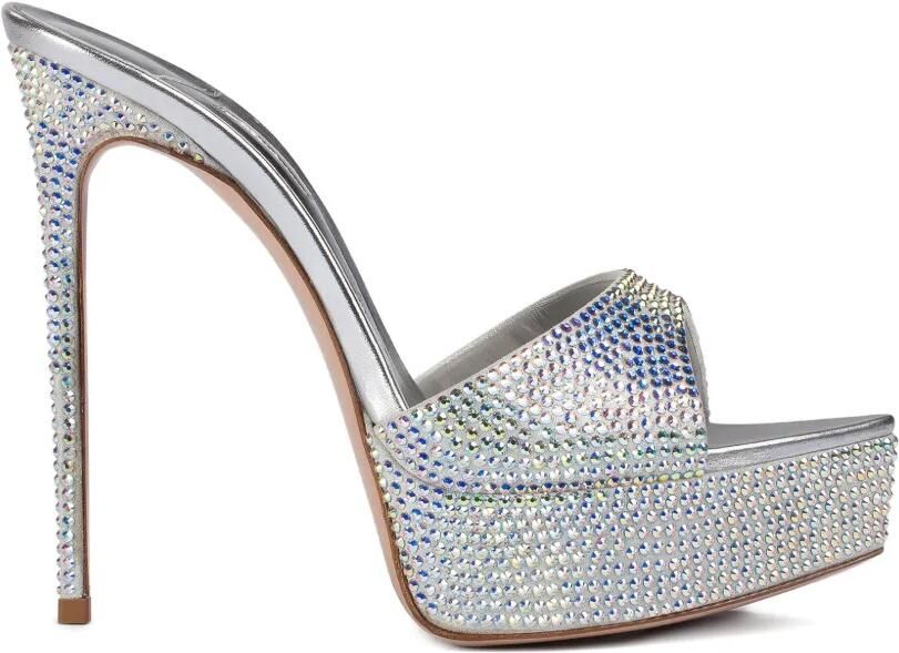 Le Silla Uma sandalen met plateauzool en kristallen Zilver