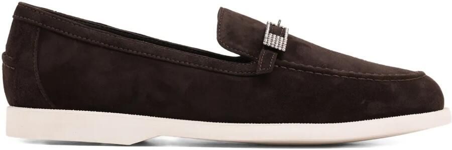 Le Silla Yacht loafers met kristallen gesp Bruin