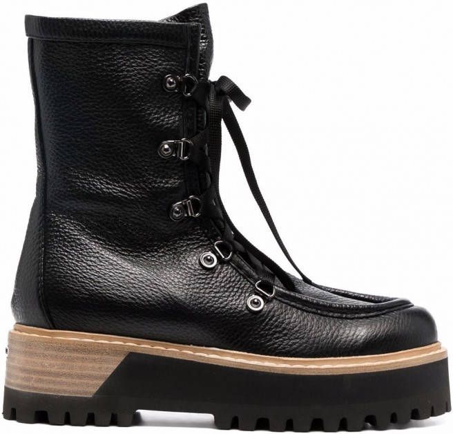 Le Silla Margot enkellaarzen met veters Zwart