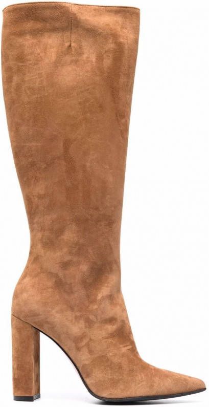 Le Silla Megan knielaarzen met blokhak Bruin