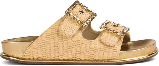 Le Silla Pool Side sandalen verfraaid met kristallen Beige