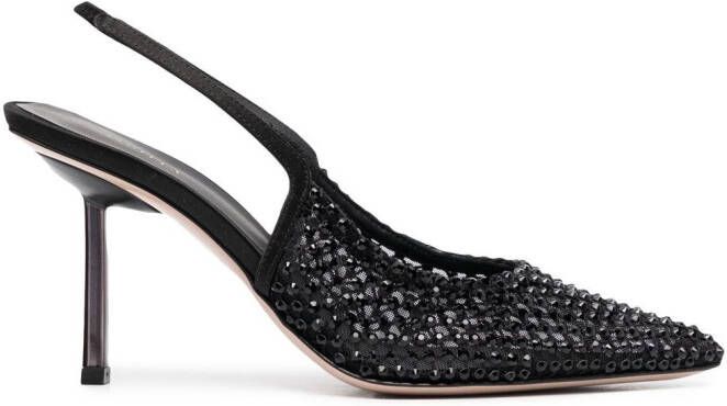 Le Silla Slingback stiletto pumps verfraaid met stras Zwart