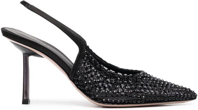 Le Silla Slingback stiletto's verfraaid met stras Zwart