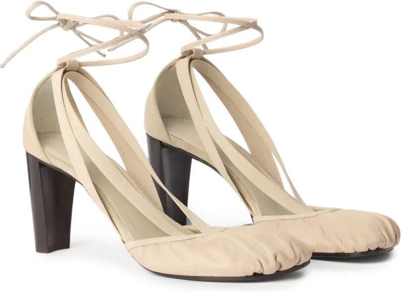LEMAIRE 80 mm Pedille geitenleren ballerina's met hak Beige - Foto 5