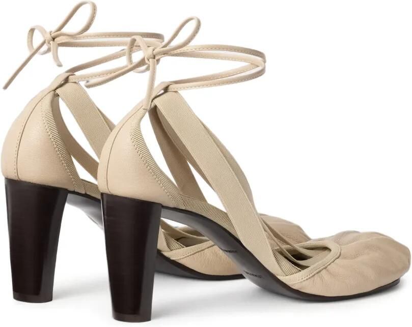 LEMAIRE 80 mm Pedille geitenleren ballerina's met hak Beige - Foto 3