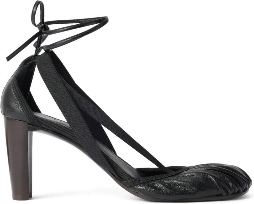 LEMAIRE 80 mm Pedille geitenleren ballerina's met hak Zwart