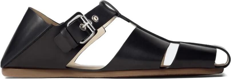 LEMAIRE Fisherman slip-on sandalen van leer Zwart