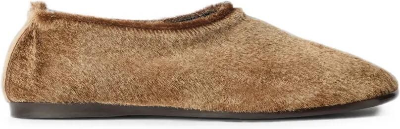 LEMAIRE Glove slip-ons van leer met natuurlijke ponystijl Bruin
