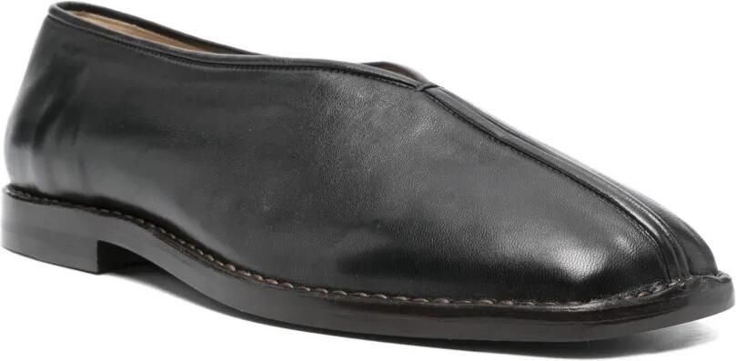 LEMAIRE Platte leren slippers Zwart