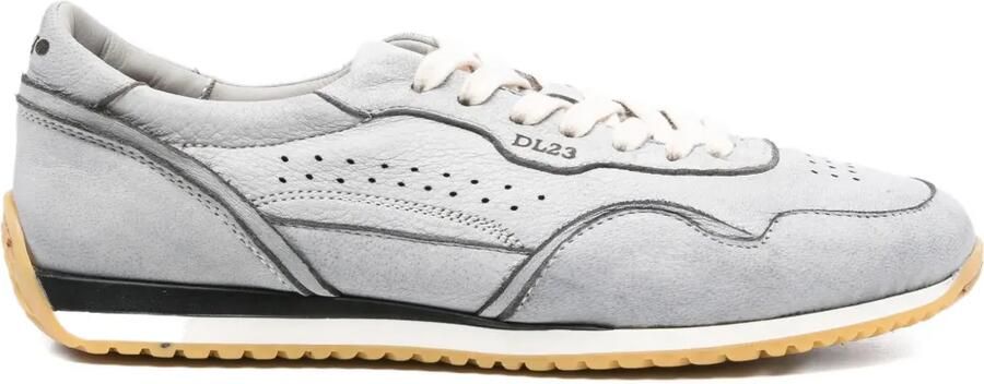 LEMARGO Suède-leren sneakers met geperforeerde details Grijs