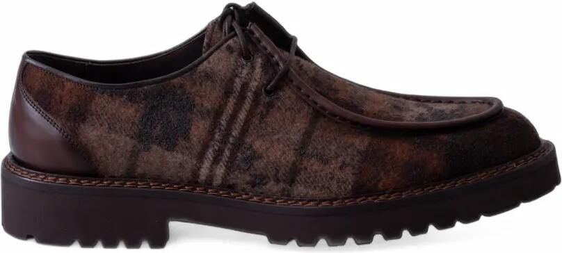 LES HÉRITIERS The Blucher geruite derbyschoenen met profielzool Bruin