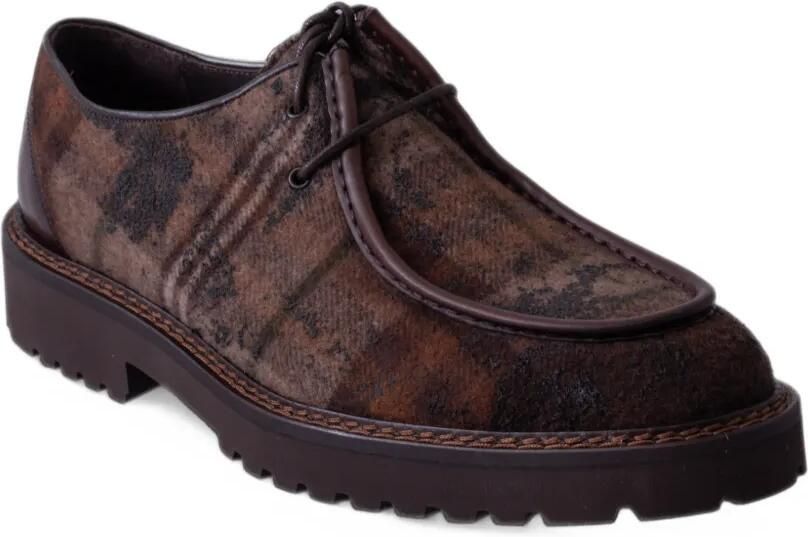 LES HÉRITIERS The Blucher geruite derbyschoenen met profielzool Bruin - Foto 3