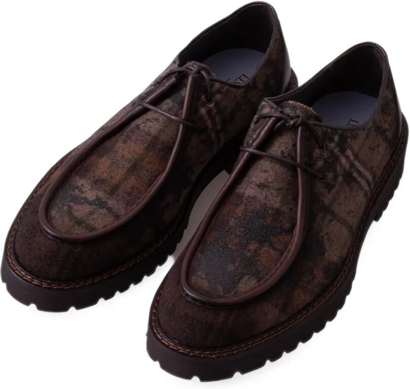 LES HÉRITIERS The Blucher geruite derbyschoenen met profielzool Bruin - Foto 2