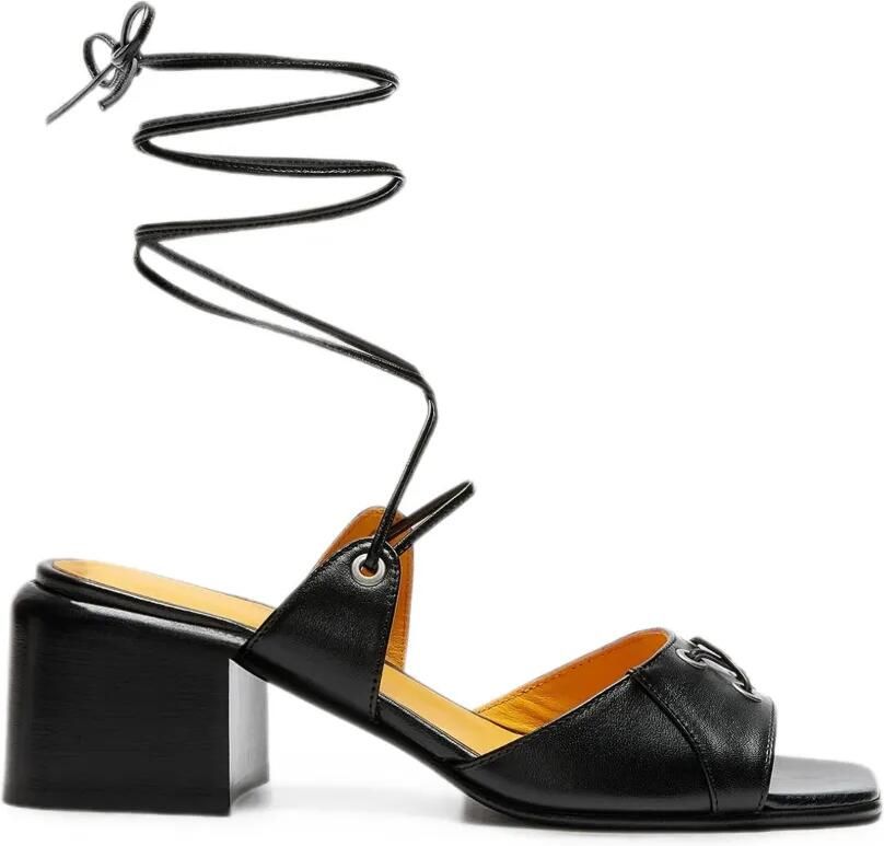 LILI CURIA Faye leren sandalen met veters Zwart