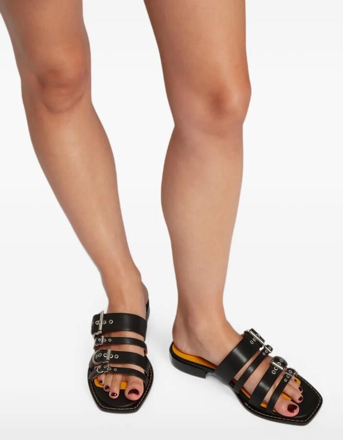 LILI CURIA Margo sandalen met meerdere bandjes en gesp Zwart - Foto 2