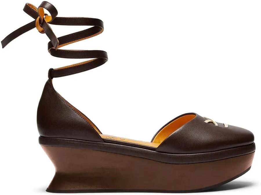 LILI CURIA Petra sandalen met plateauzool en veters Bruin