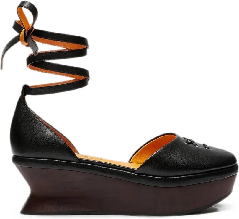 LILI CURIA Petra sandalen met plateauzool en veters Zwart