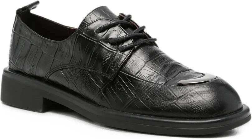 LINDA BAUMANN crocodile-effect lace-up loafers Zwart - Foto 3