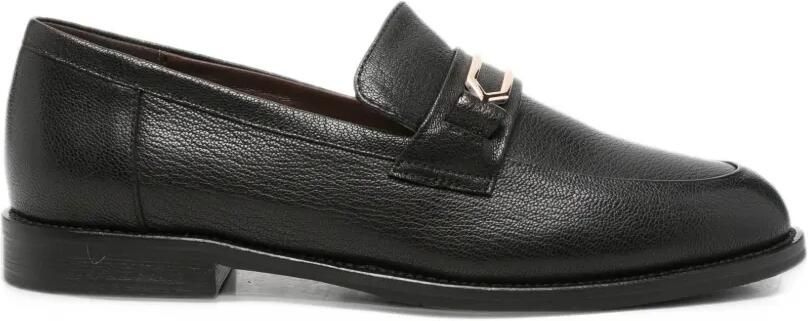 LINDA BAUMANN hardware-detail pebbled leather loafers Zwart