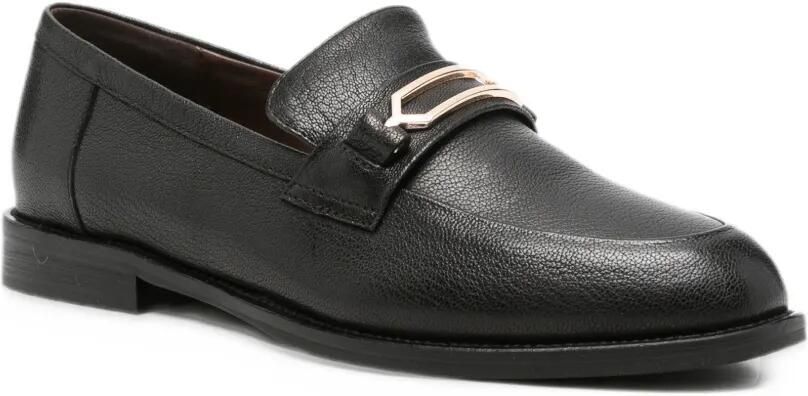 LINDA BAUMANN hardware-detail pebbled leather loafers Zwart - Foto 3