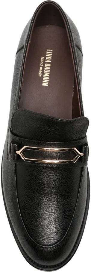 LINDA BAUMANN hardware-detail pebbled leather loafers Zwart - Foto 4