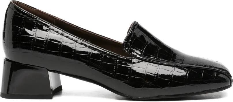 LINDA BAUMANN Leren pumps met krokodillen-effect Zwart