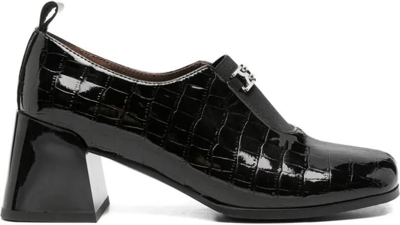 LINDA BAUMANN Leren pumps met krokodillen-effect Zwart