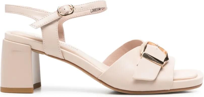 LINDA BAUMANN Leren sandalen met gesp Beige