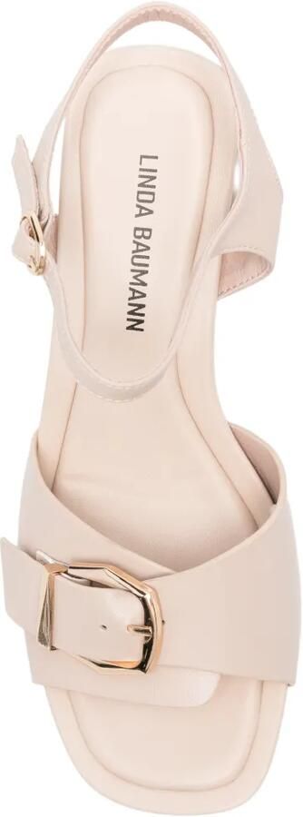 LINDA BAUMANN Leren sandalen met gesp Beige - Foto 4