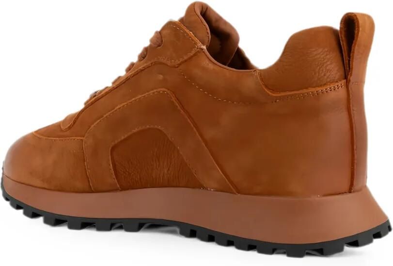 LINDA BAUMANN Leren sneakers met vlakken Bruin