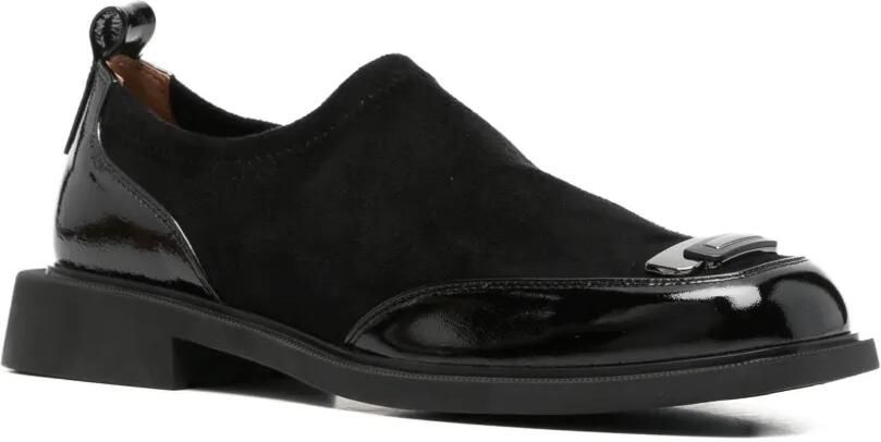 LINDA BAUMANN Loafers met gelakte vlakken en plakkaat Zwart