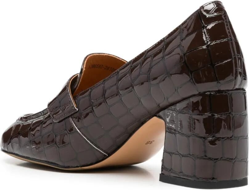 LINDA BAUMANN Loafers met krokodillen-reliëf en blokhak Bruin - Foto 2