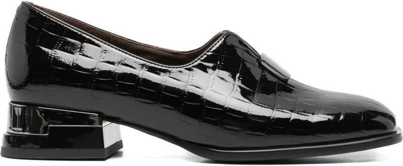 LINDA BAUMANN Loafers met krokodillen-reliëf en gespdetail Zwart