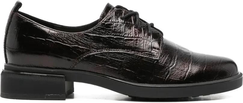 LINDA BAUMANN Oxford veterschoenen met krokodillen-reliëf Rood