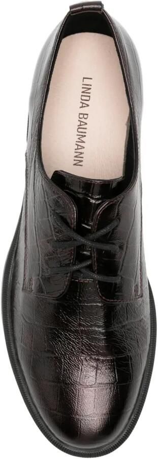 LINDA BAUMANN Oxford veterschoenen met krokodillen-reliëf Rood - Foto 3