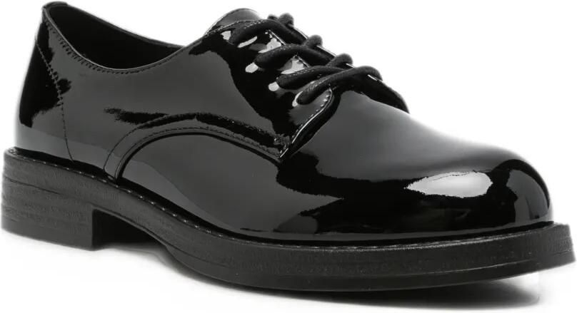 LINDA BAUMANN patent-finish lace-up loafers Zwart