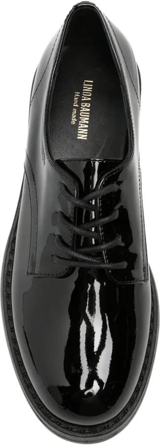 LINDA BAUMANN patent-finish lace-up loafers Zwart - Foto 3