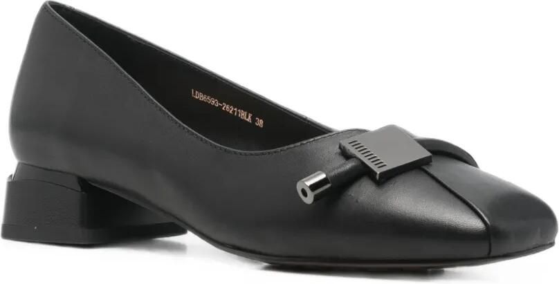 LINDA BAUMANN Pumps met hak vierkante neus en plakkaatdetail Zwart - Foto 2