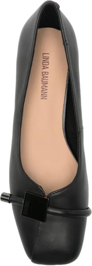 LINDA BAUMANN Pumps met hak vierkante neus en plakkaatdetail Zwart - Foto 4