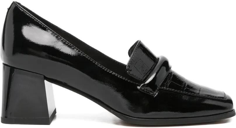 LINDA BAUMANN Pumps met krokodillen-reliëf en blokhak Zwart