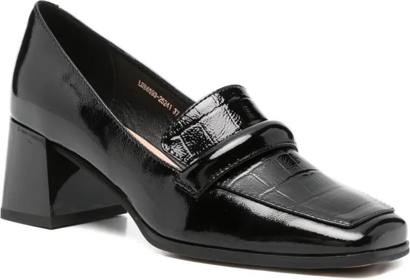LINDA BAUMANN Pumps met krokodillen-reliëf en blokhak Zwart - Foto 2