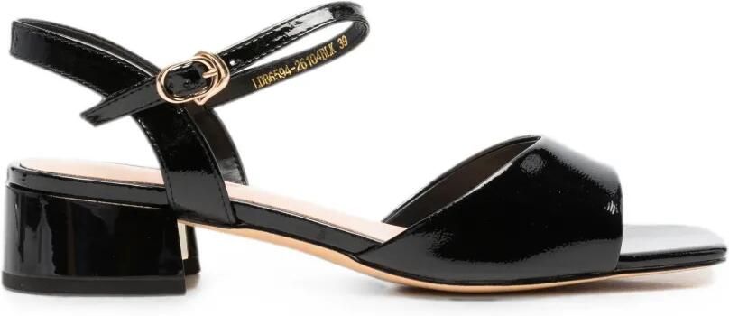 LINDA BAUMANN Sandalen met blokhak en gelakte afwerking Zwart