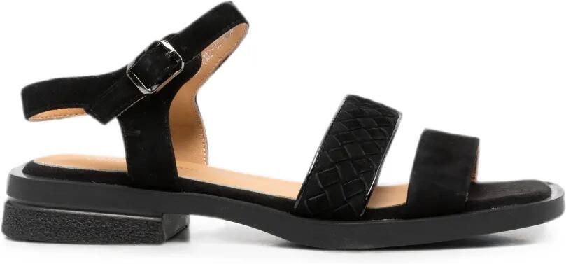 LINDA BAUMANN Sandalen met geweven bandje en gespsluiting Zwart