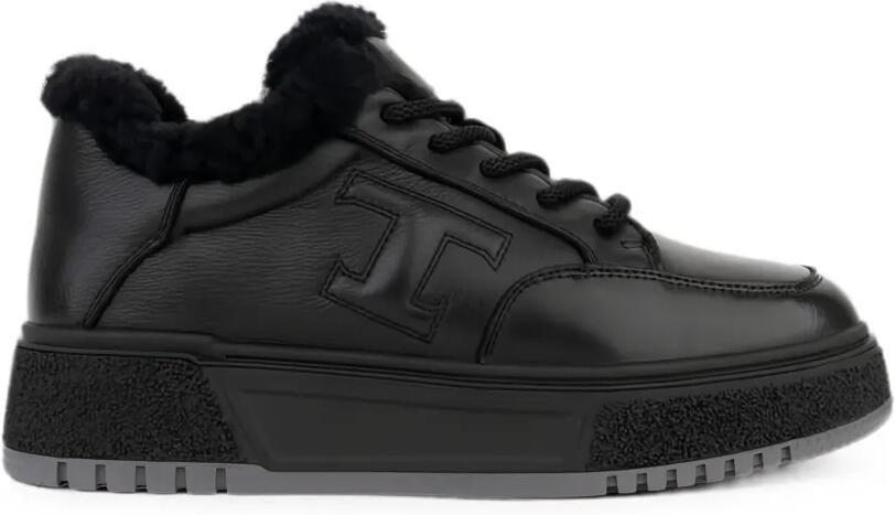 LINDA BAUMANN Sneakers met lammy afwerking en plateauzool Zwart