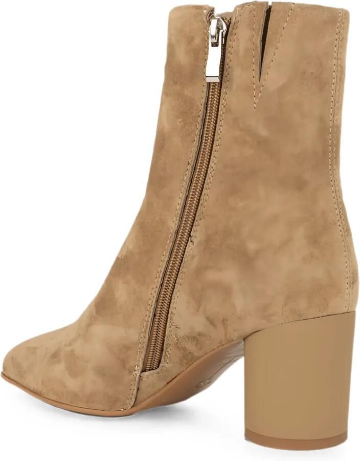 LINDA BAUMANN Suède enkellaarzen met blokhak Beige - Foto 2
