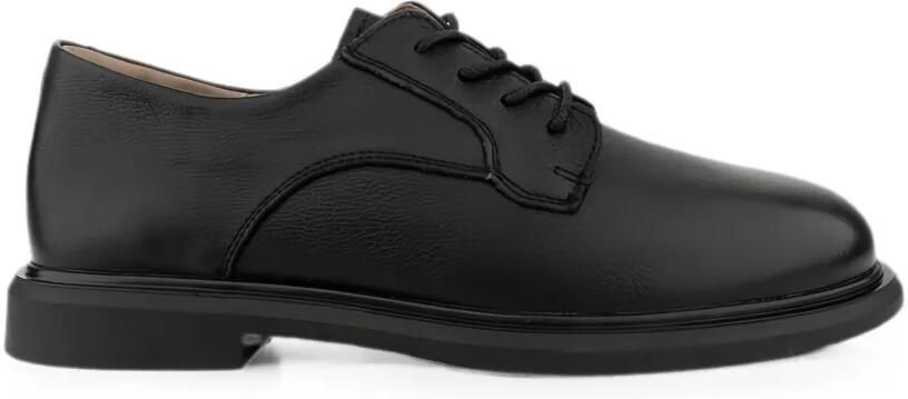 LINDA BAUMANN Veterschoenen van bewerkt leer Zwart