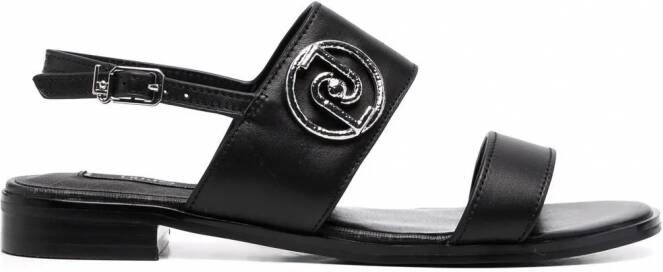 LIU JO Erin slingback sandalen met logoplakkaat Zwart