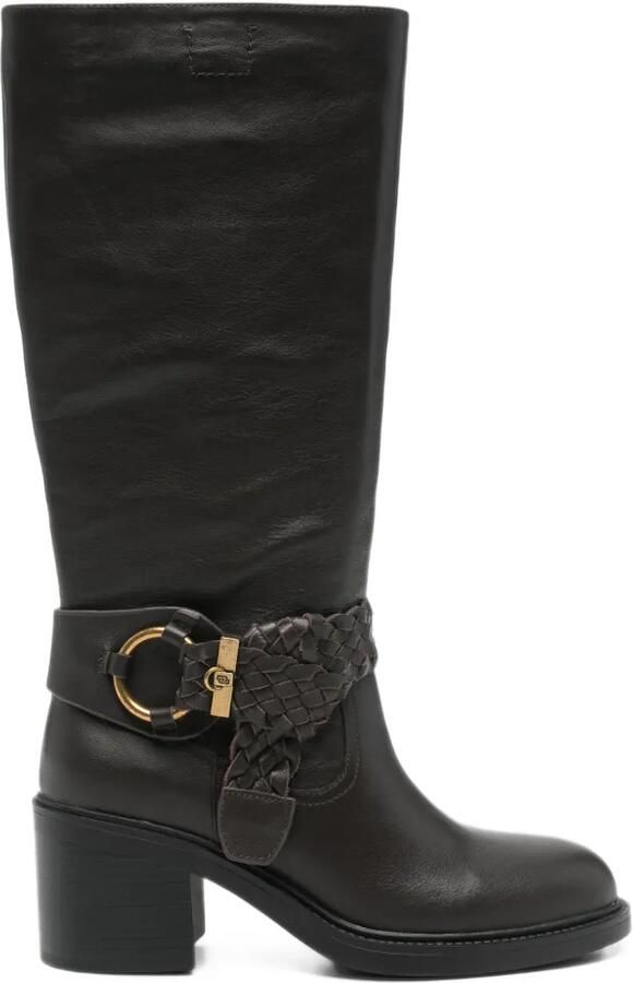 LIU JO braided-strap block-heel boots Bruin