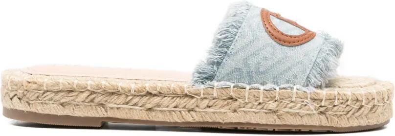 LIU JO Denim sandalen met maxi-logo Blauw