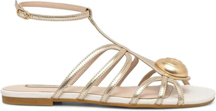 LIU JO Gelamineerde platte sandalen Goud